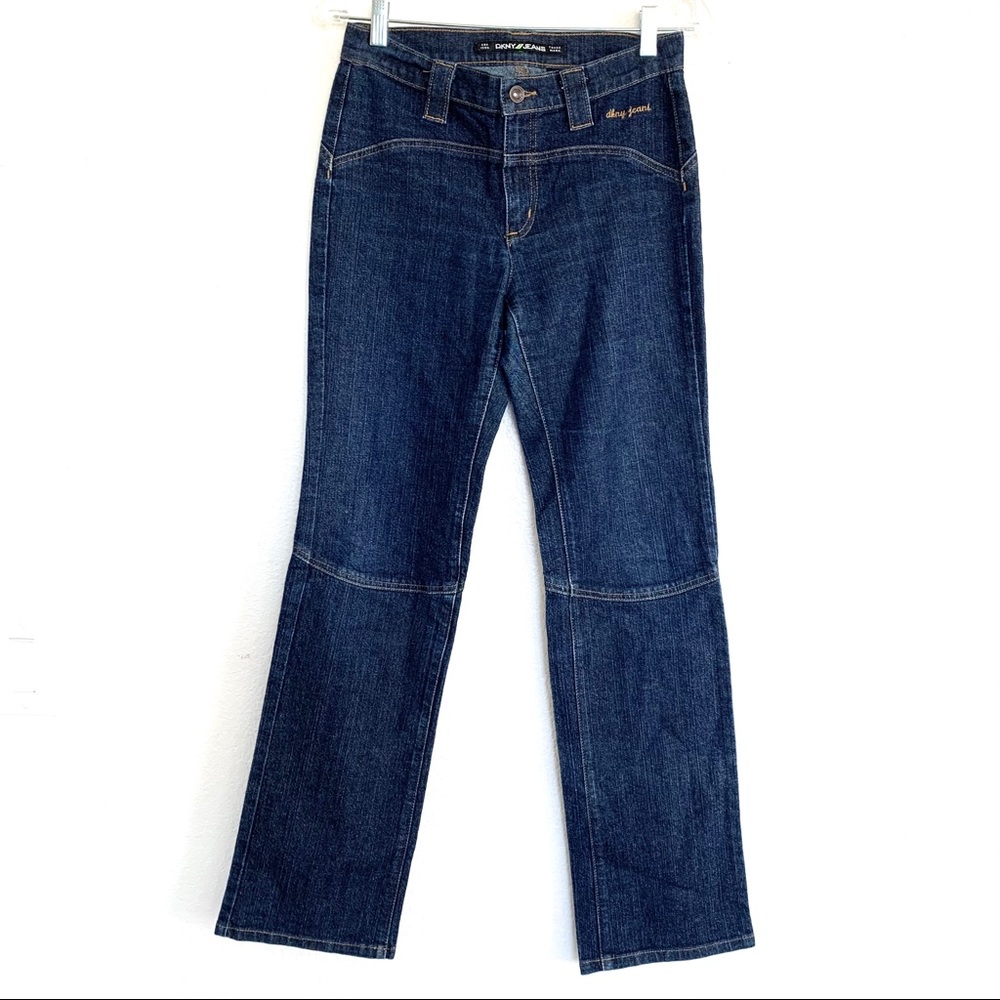 Vintage Y2K DKNY Dark Wash Low Rise Seam Straight Leg Jeans